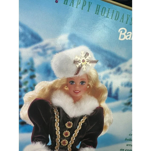 Happy Holidays Barbie Special Edition 1996 Mattel #15646 Violet Eyes Nrfb New - Picture 2 of 12